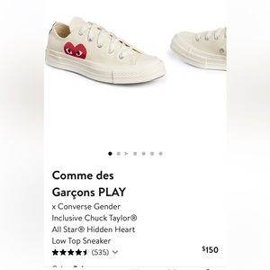 Comme des Garçons PLAY and Converse Beige women’s 9. Men’s 7.
